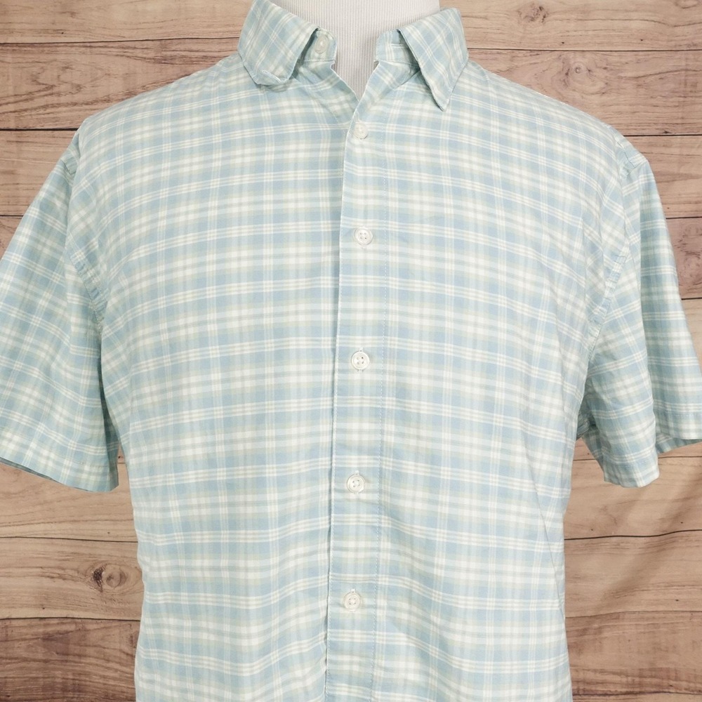 Sonoma Goods For Life Shirt Mens 2XL Blue Plaid Short Sleeve Button-Up Stretch